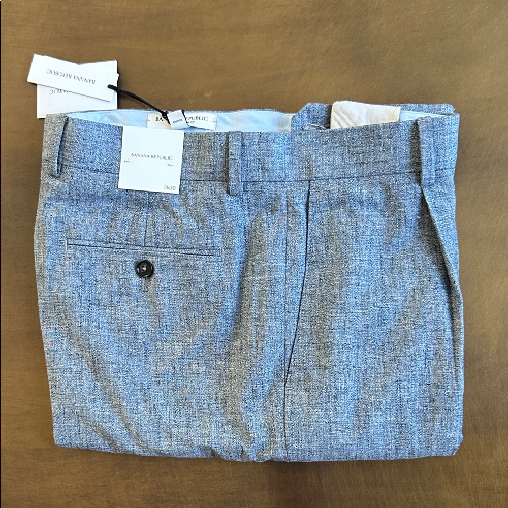 Banana Republic Cotton Linen Heather Blue Suit Pants 31x30